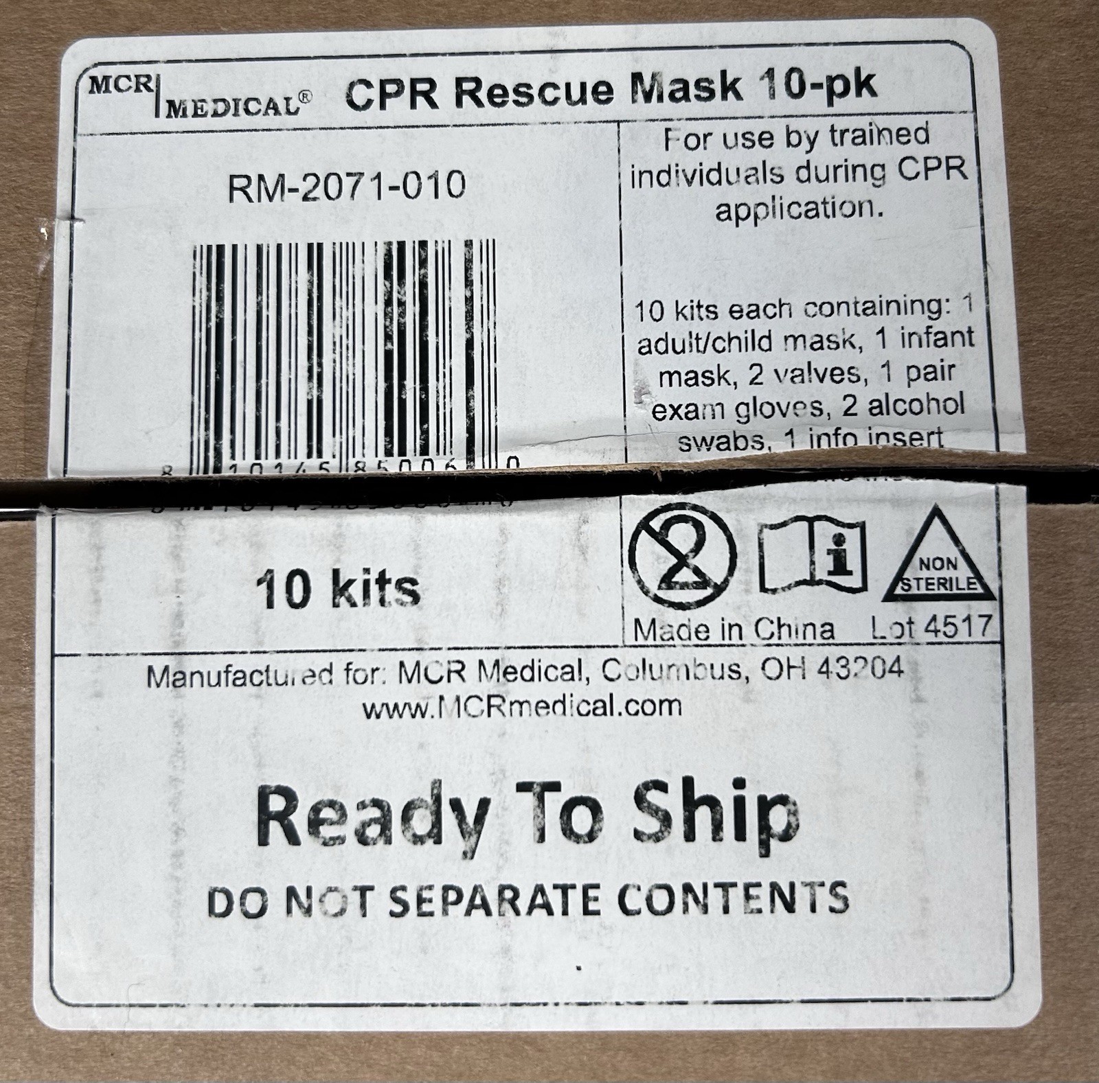 CPR Rescue Mask Kit 10-pack RM-2071-010 MCR Medical
