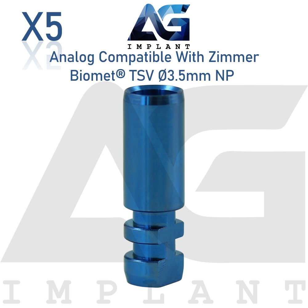 5x Titanium Dental Fixture Analog Compatible Zimmer Biomet® Int Hex 2.5mm