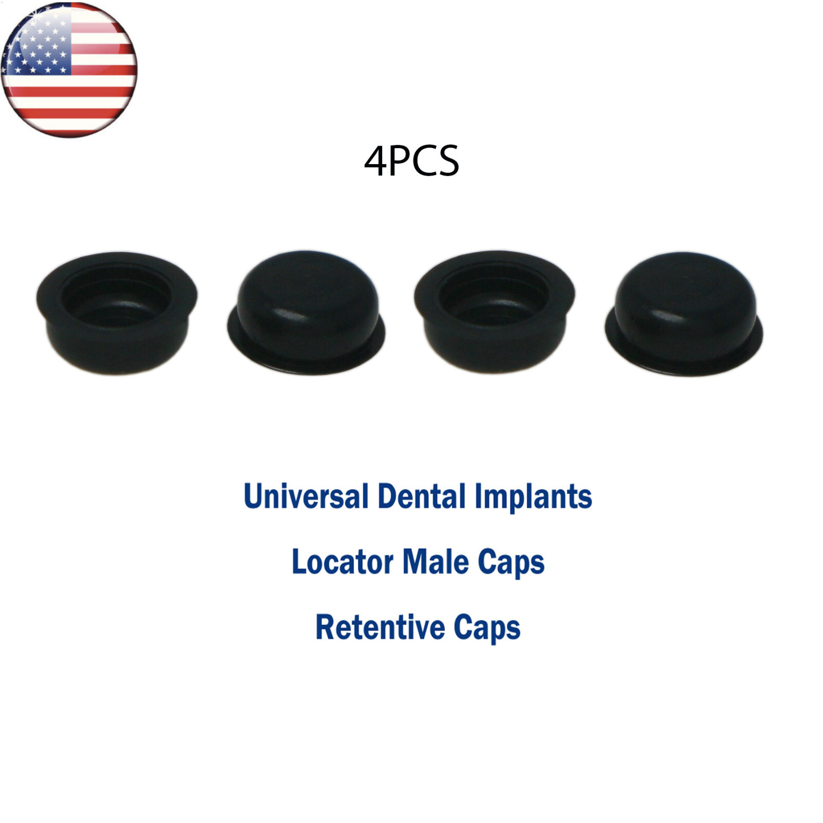 US Dental Overdenture Retention Black Caps Metal Housing fits Locator Abutments