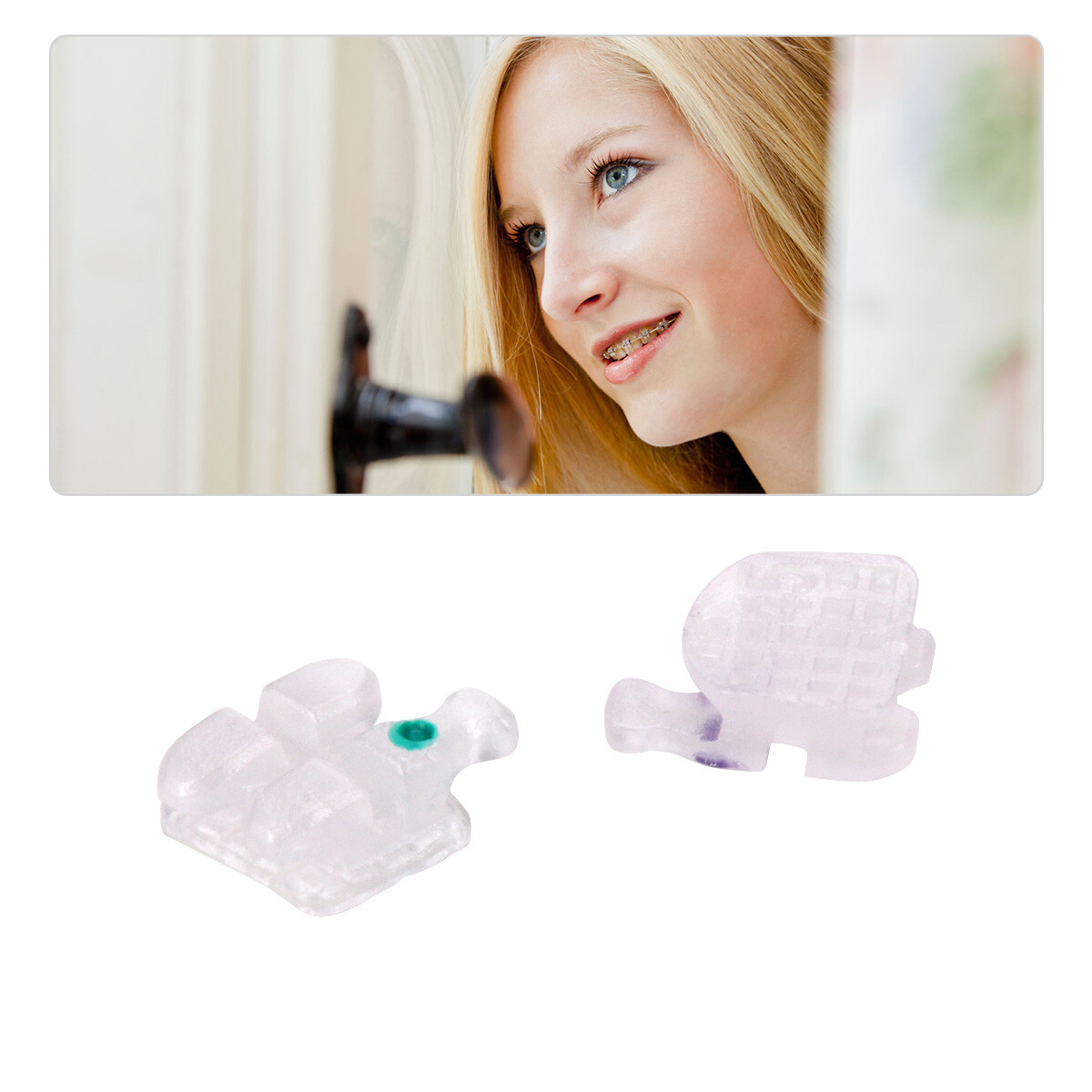 AZDENT Brackets cerámica de ortodoncia dental Roth/MBT 022/018 Ganchos 345 Marca