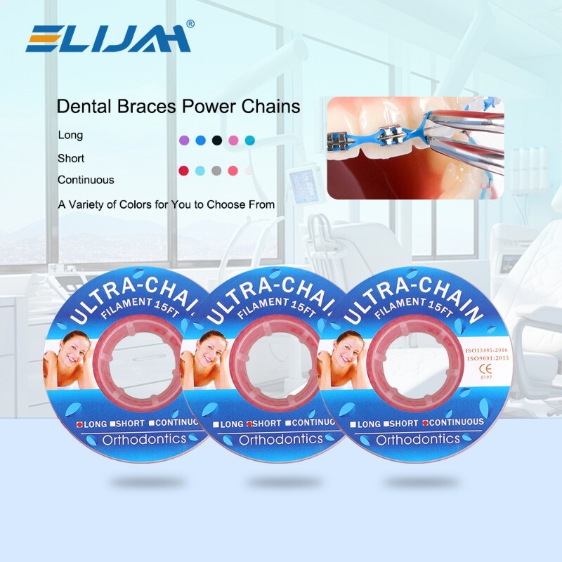 Dental Orthodontic Elastic Power Chain Rubber Braces Bands Long/Short/Continuous