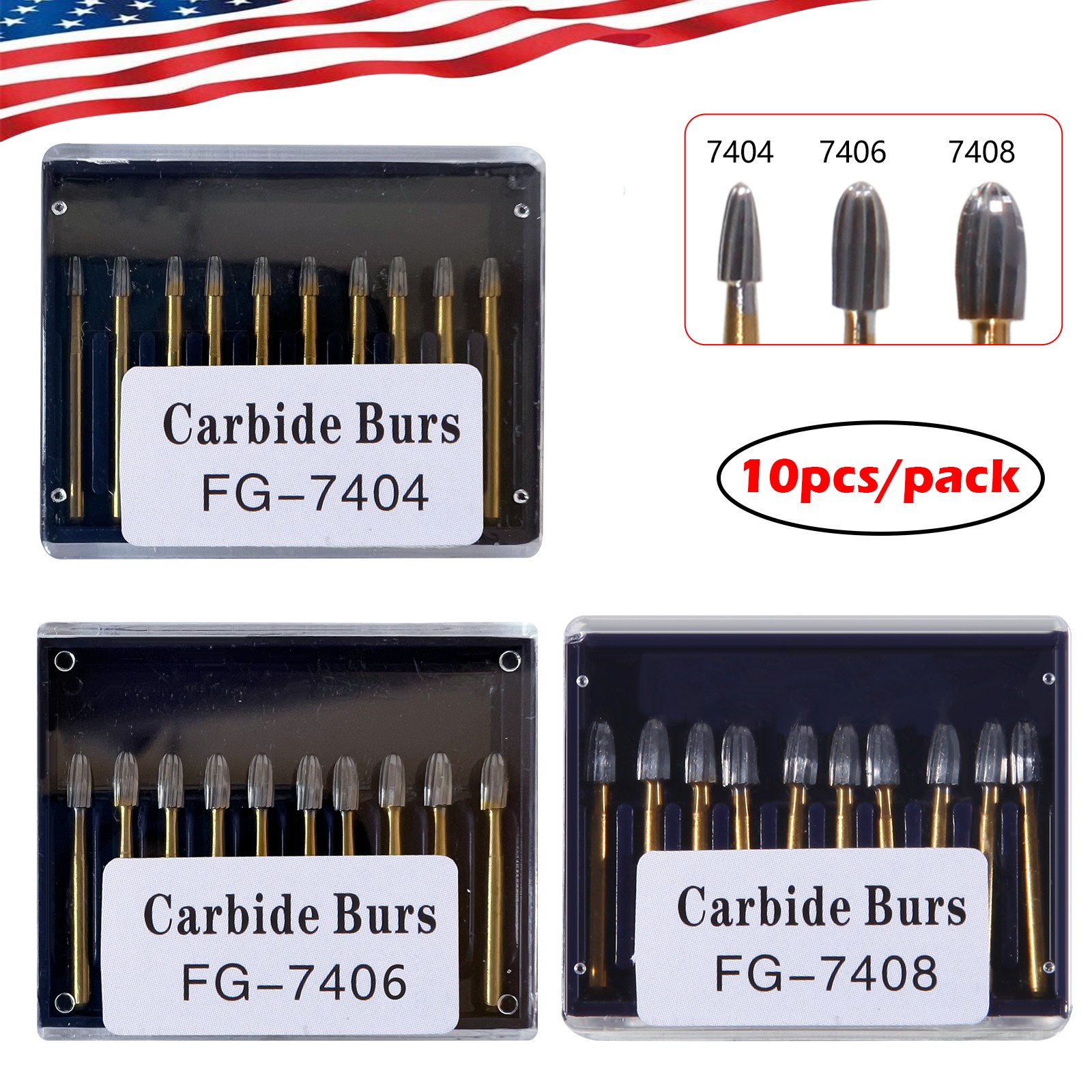 Dental Tungsten Carbide Bur Trimming & Finishing Egg Football FG7404/7406/7408