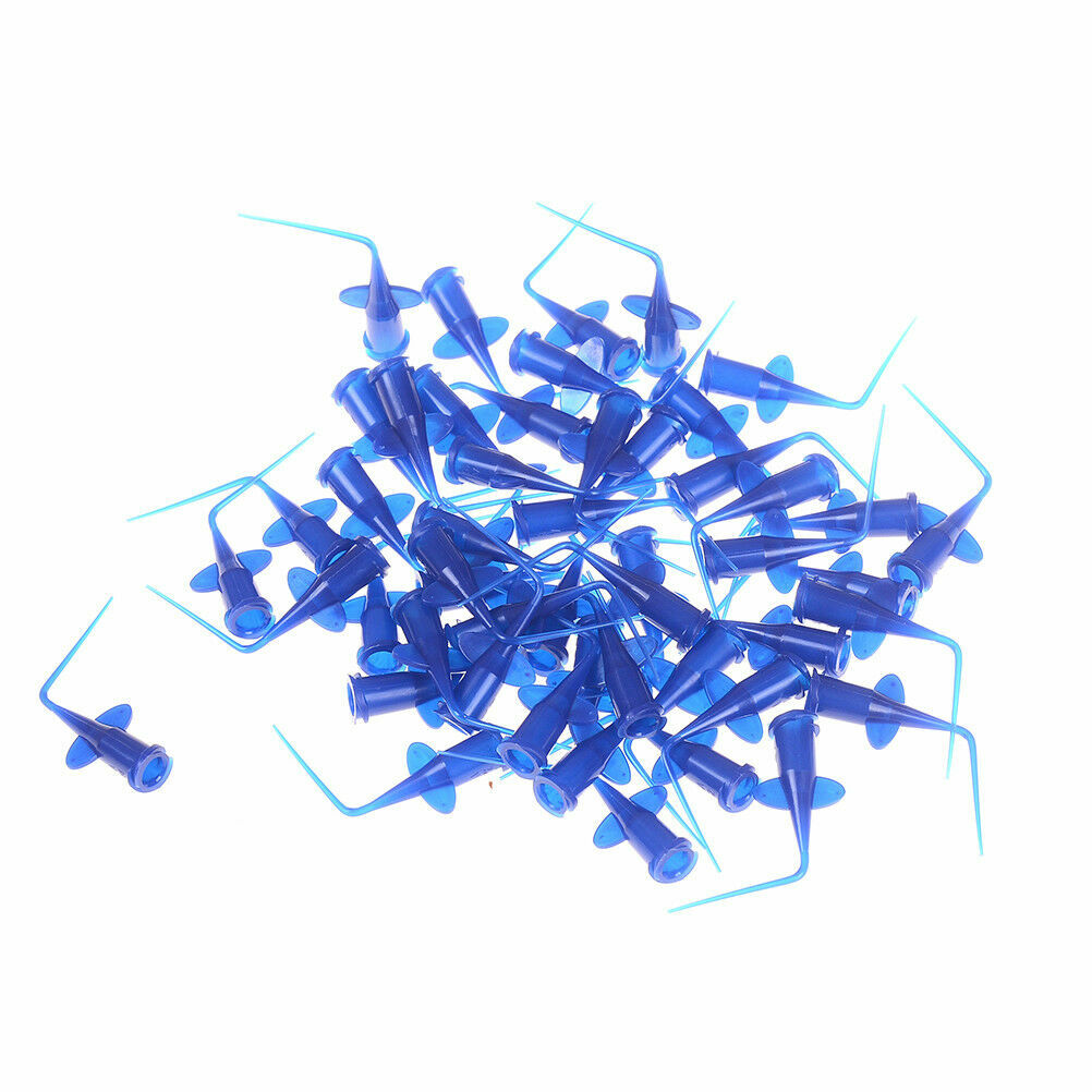 Dental Endo Disposable Syringe Tips Irrigation Needle Curved Tips Flexible Blue