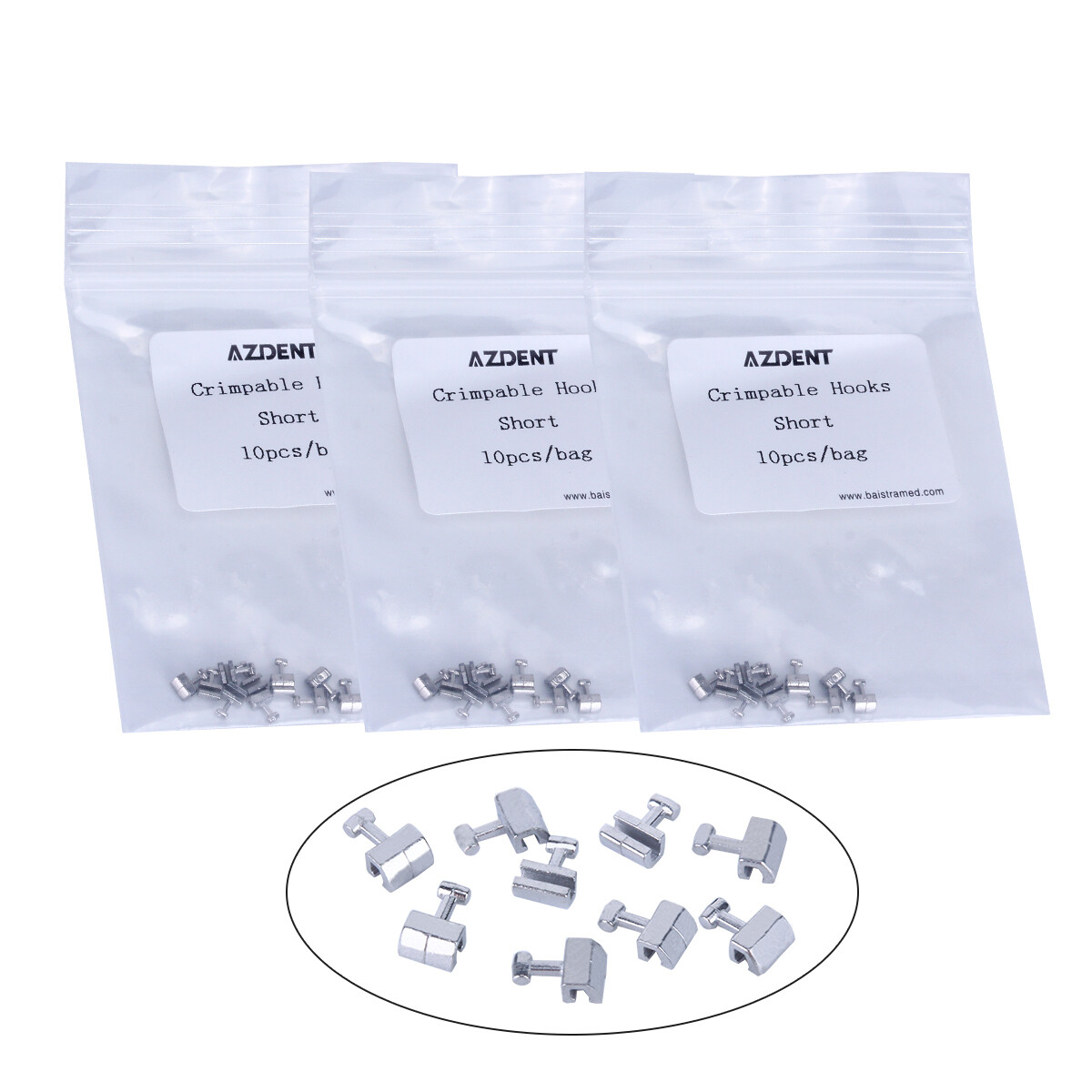 10PCS/Pack AZDENT Dental Orthodontic Short Type Crimpable Hook for Arch Wire