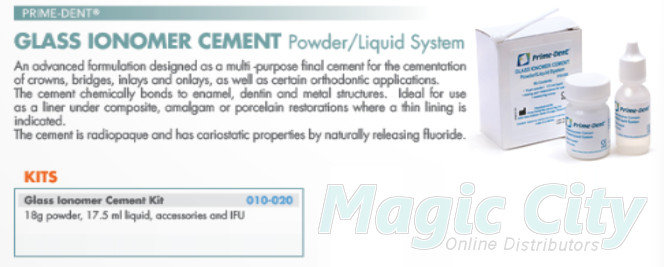 NEW Prime-Dent Dental Glass Ionomer Luting Cement Kit Crowns 18g Kit
