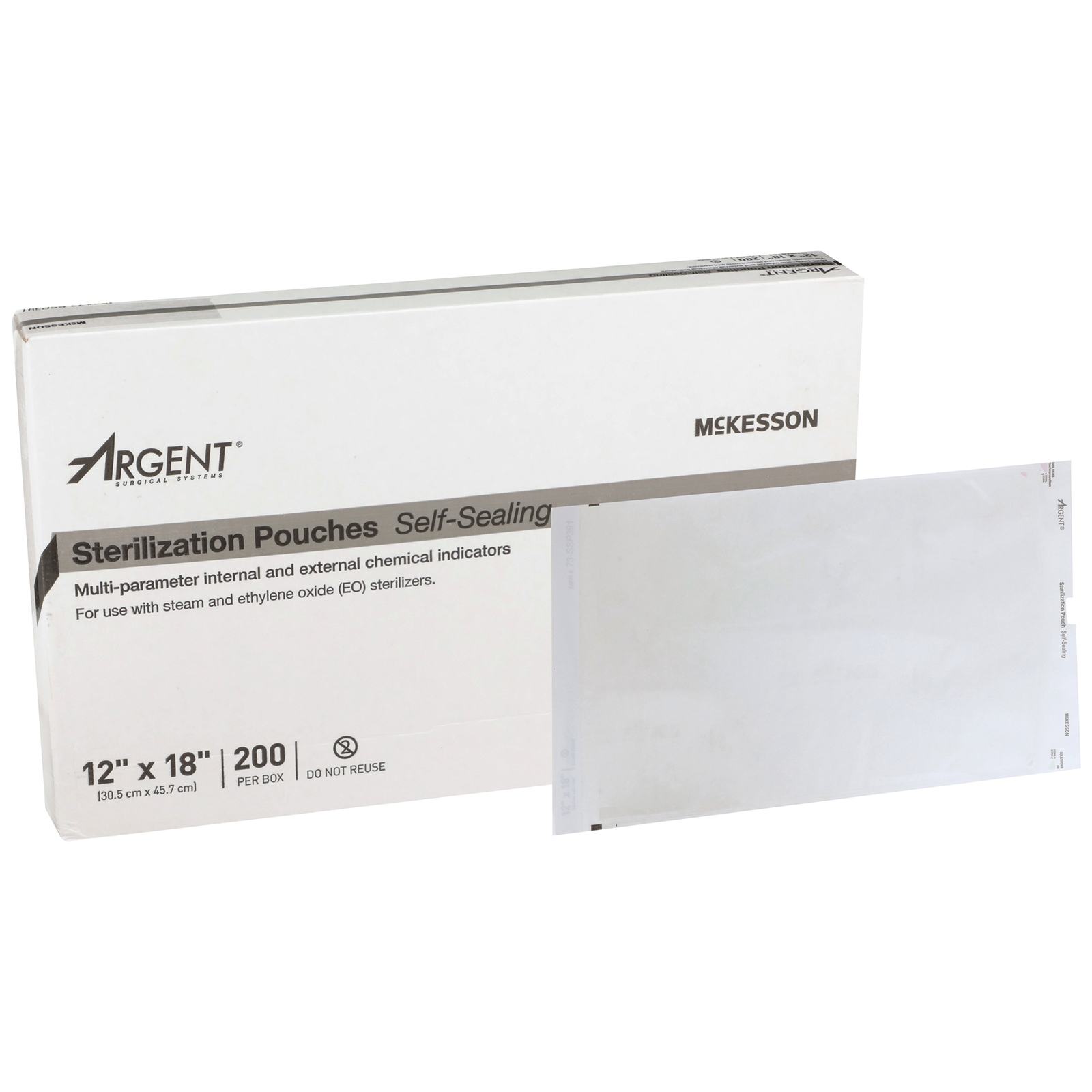 McKesson Argent Sure-Check Sterilization Pouch Transparent Blue 12 x 18″ Self