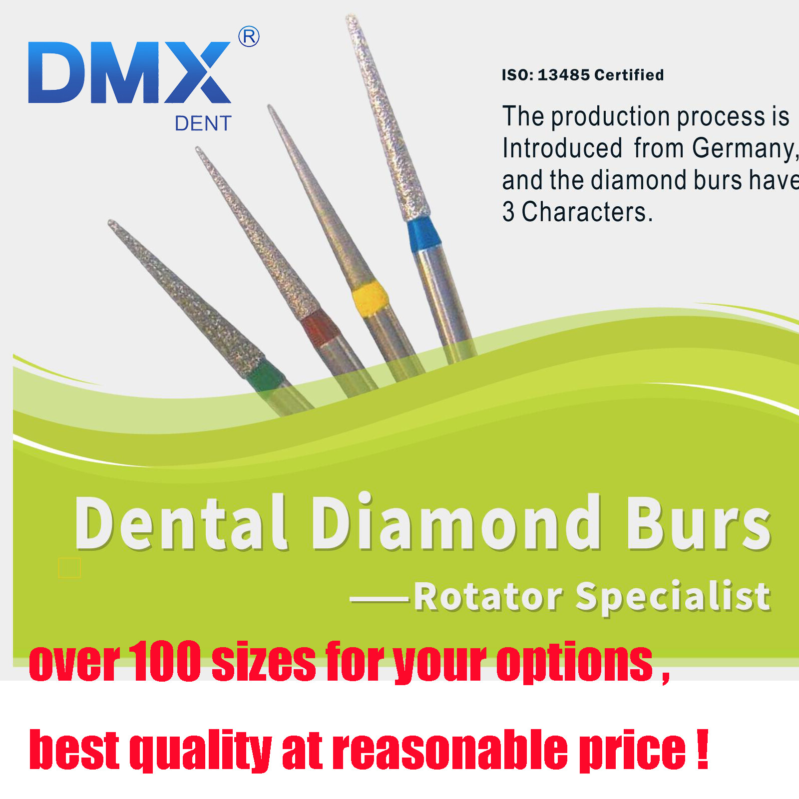 5pc/pack Dental FG Diamond Burs for High Speed Handpiece Friction Grip 1.6MM Bur