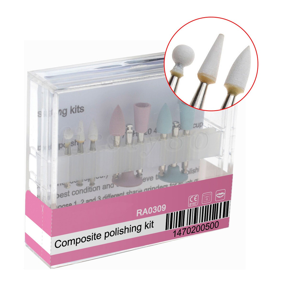 3 Types Dental Diamond Burs Cups Composite Polishing Kit for Low Speed Handpiece