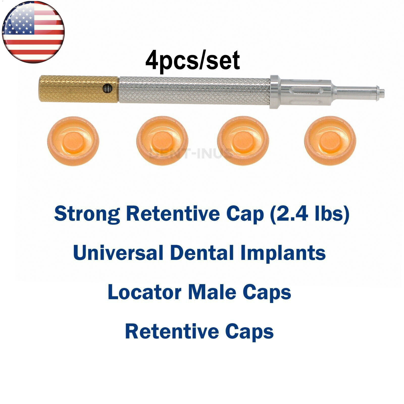 US Dental Overdenture Retention Caps 2.4 lbs Implant Locator Core Tool Abutments