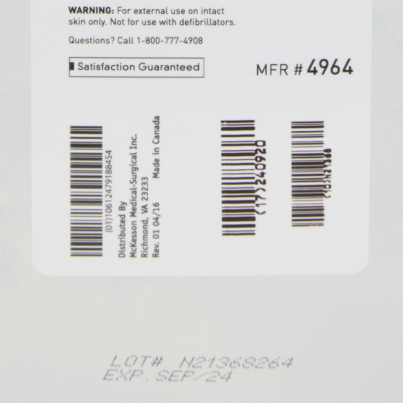 McKesson Clear Ultrasound Gel Transmission Ultrasonic Water Soluble 1 Container