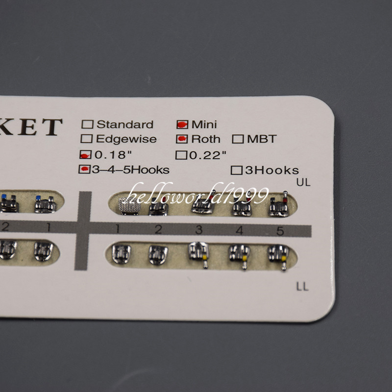 5 Packs Dental Metal Brackets Braces Mini Roth .018 Slot 3-4-5 Hooks Orthodontic