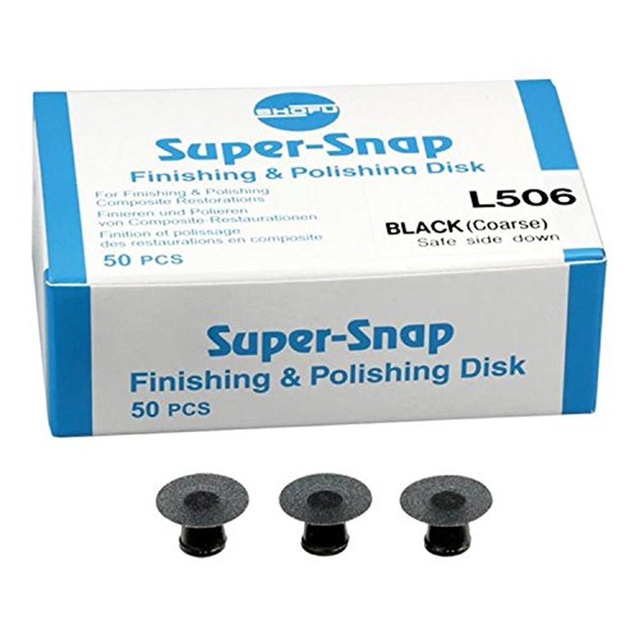 Shofu L506 Super-Snap Finishing Polishing Disks Coarse Black Safe Side Down 50Pk