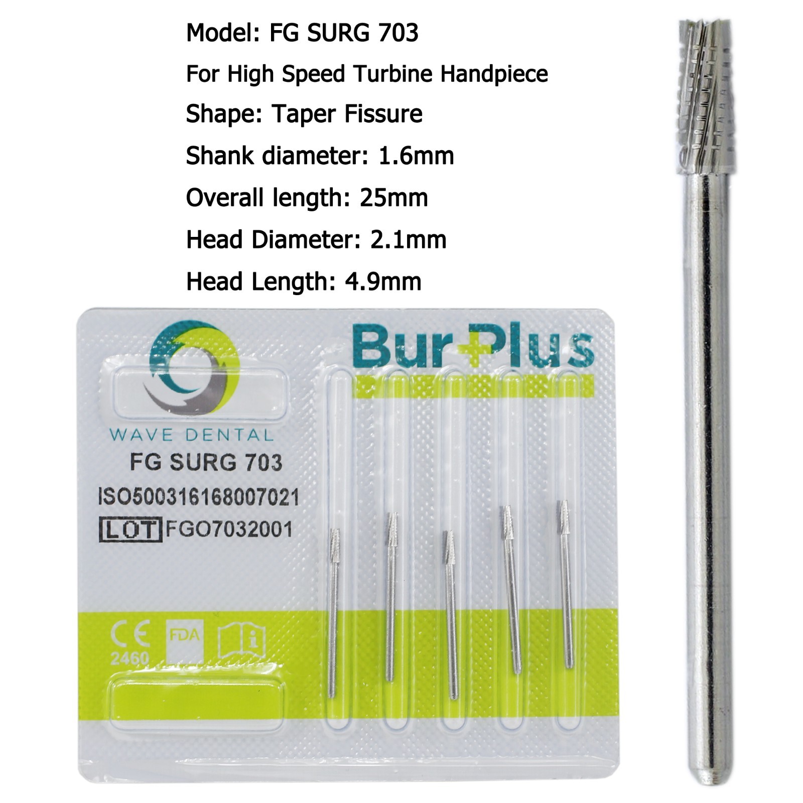 Wave Dental Surgical Carbide Burs 557 557L 702 701 Long High Speed Friction Grip