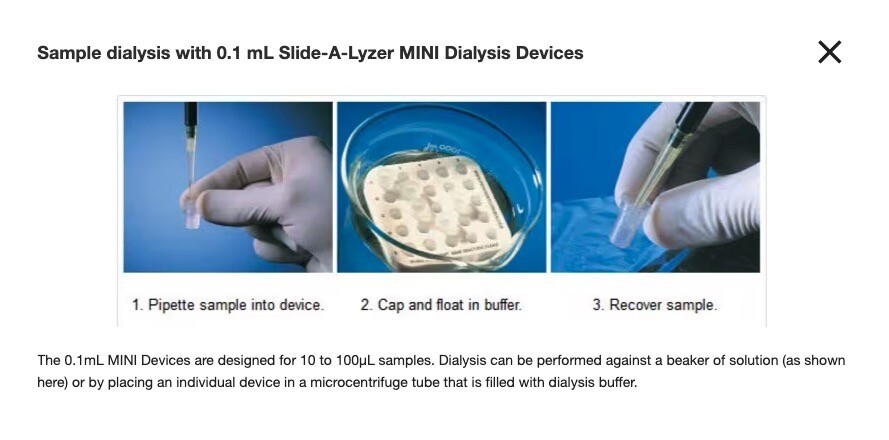 THERMO Slide-A-Lyzer Mini Dialysis Unit 10K MWCO 10 Cups Caps w/ Float 69576