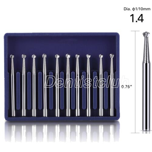 10Pc Dental Steel Tungsten Carbide Burs FG 4 Round type for High Speed Handpiece