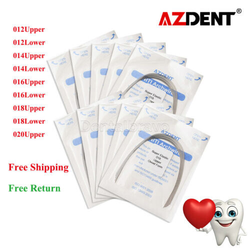 AZDENT Dental Super Elastic Niti Round Arch Wires 012~020 For Bracket Braces US