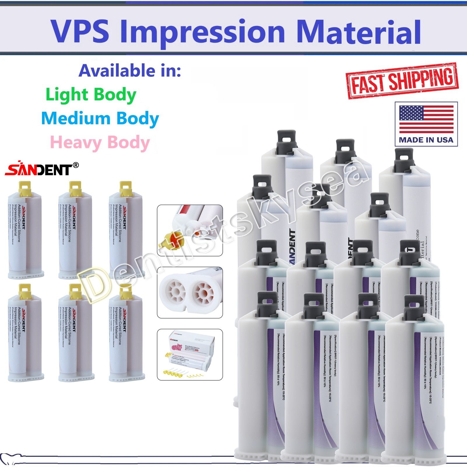 LIGHT BODY VPS PVS Dental Impression Material REGULAR Set 50ML Cartridge