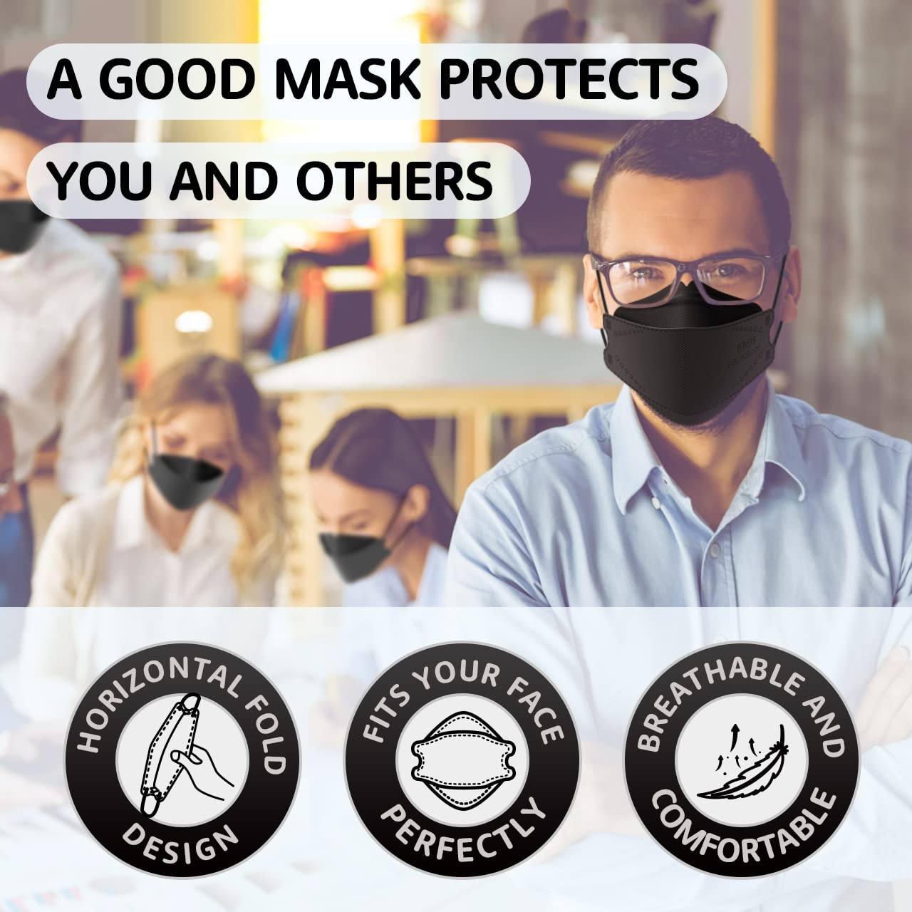 LEVENIS KN95 Face Masks 50 Pack, Breathable Comfortable and Disposable KN95