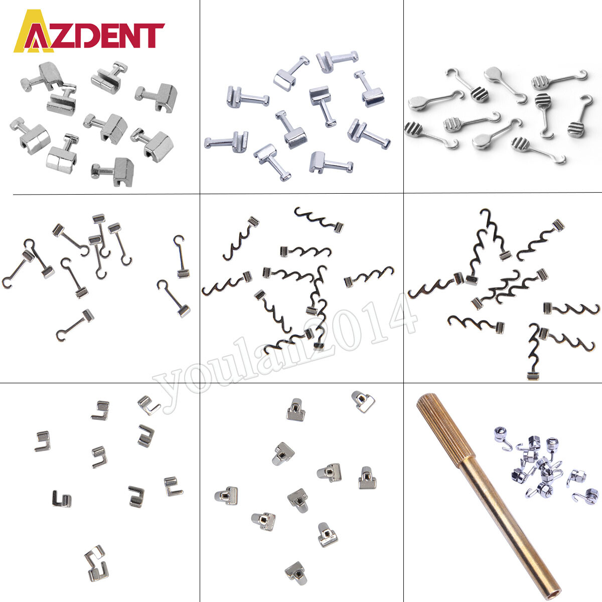 AZDENT Dental Orthodontic Crimpable Hook Sliding Cross Tube Stops Type 10Pc/Set