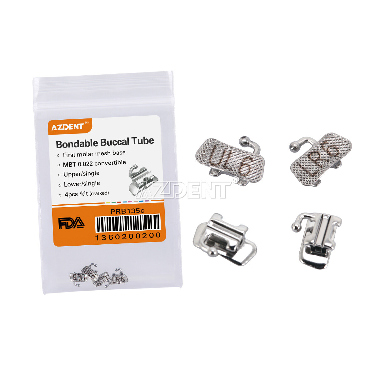 AZDENT Dental Orthodontic Bondable 1st Roth/MBT/Edgewise .022″ Buccal Tube Conv