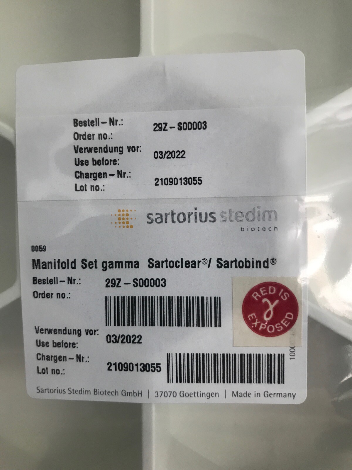 SARTORIUS Manifold Set Gamma for Sartobind Cassettes 29Z-S00003