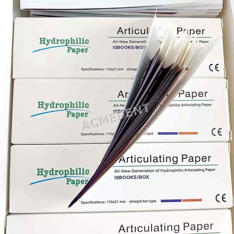 144sheets/Box Dental Articulating Paper Occlusal Record Hydrophilic Bar Blue Red