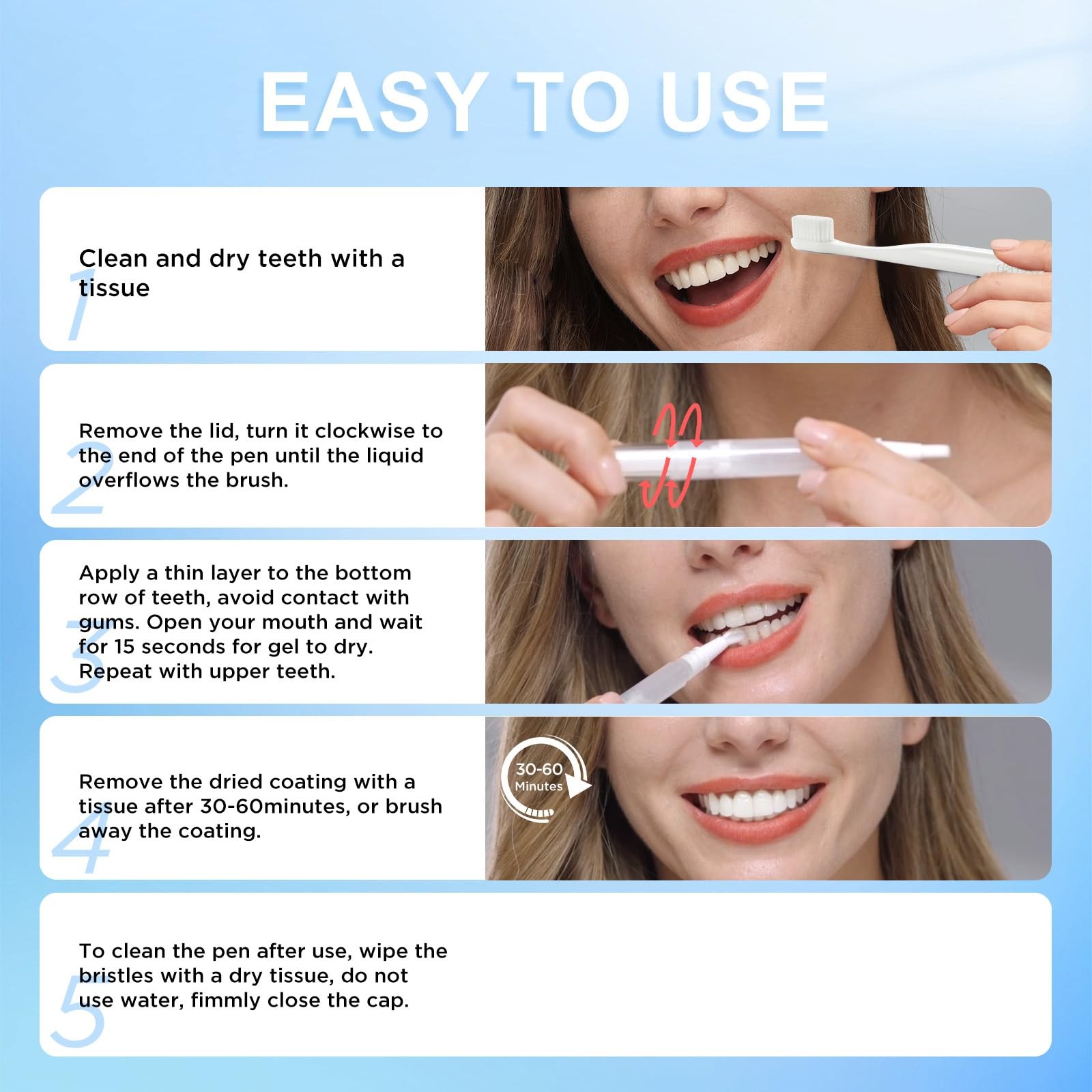 Carebest Teeth Whitening Pen(4 0.32 Fl Oz (Pack of 1), Transparent
