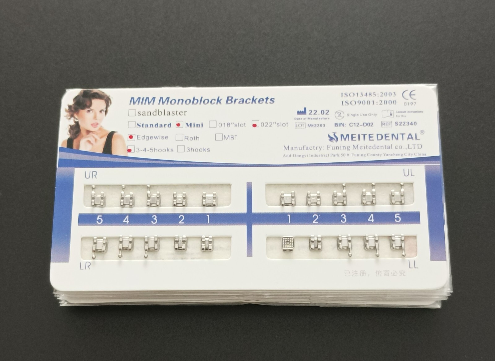 50x Dental Orthodontic MIM Monoblock Brackets Mini Edgewise 022 345 hk Mesh Base