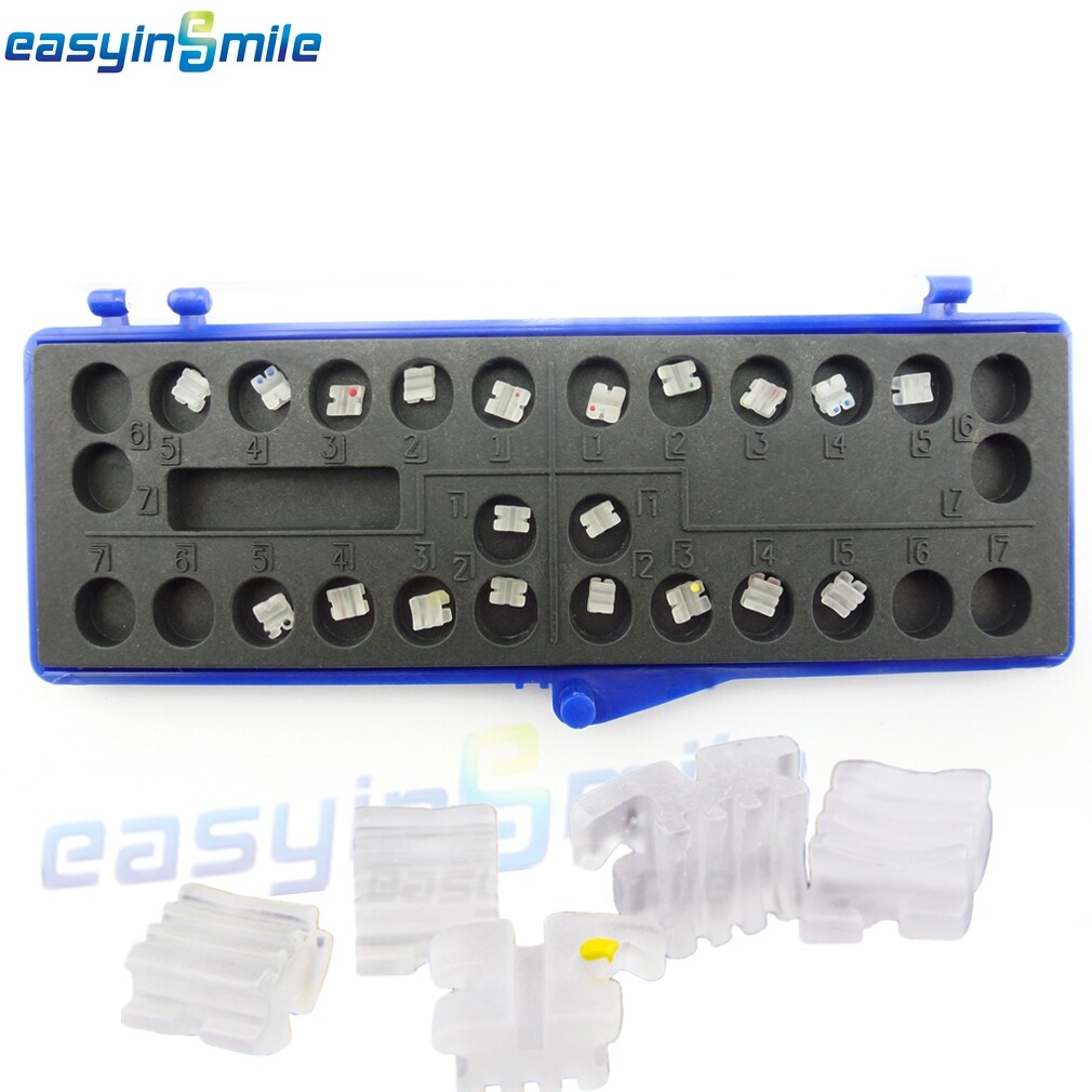 20Pc/pk Dental Orthodontic Ceramic Brackets Braces ROTH/MBT Slot.022 Hooks 3-4-5