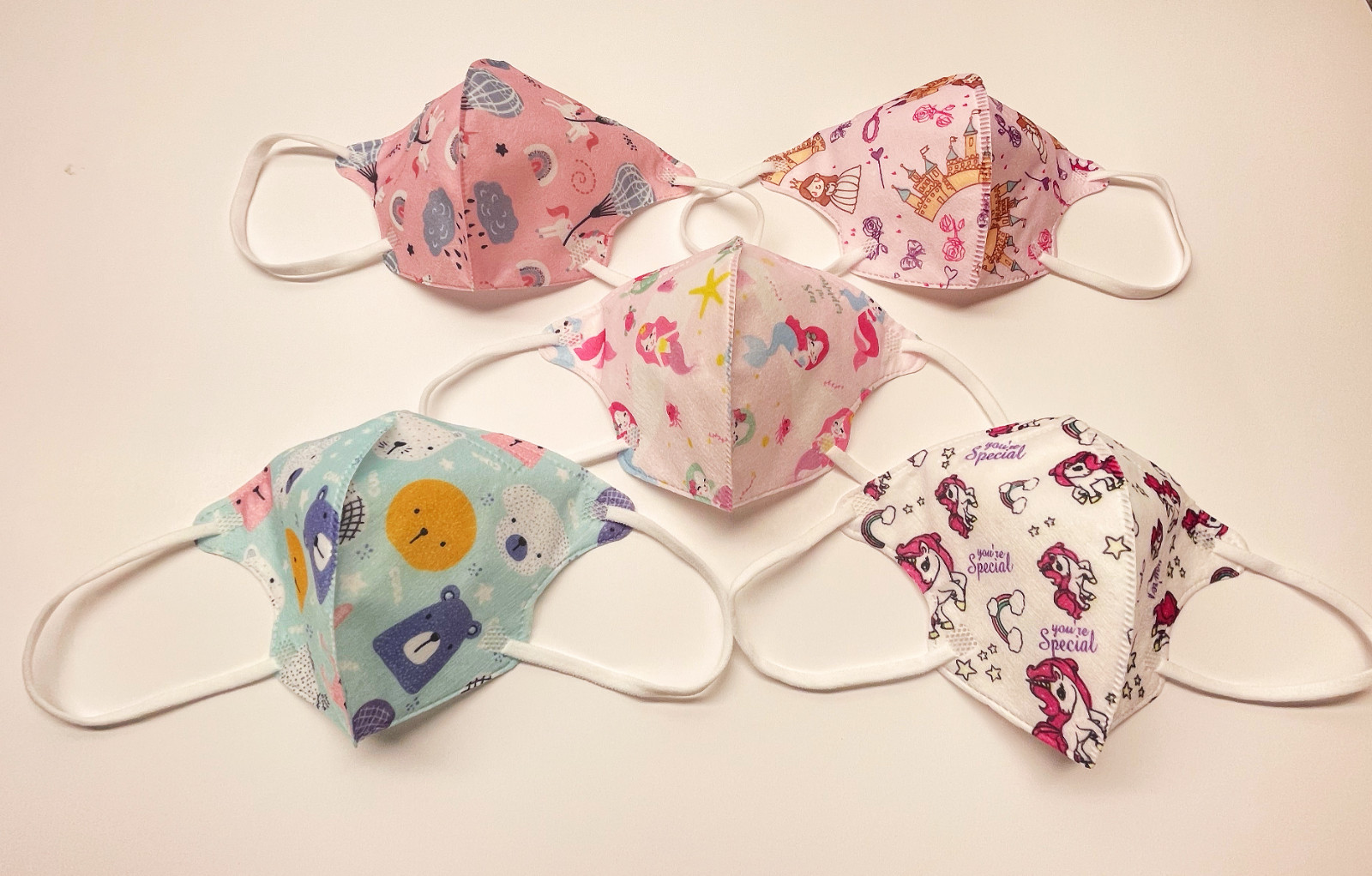100Pcs Cartoon Protective 4-Layer Face Mask BFE 95% Disposable 3D Mask for Girls