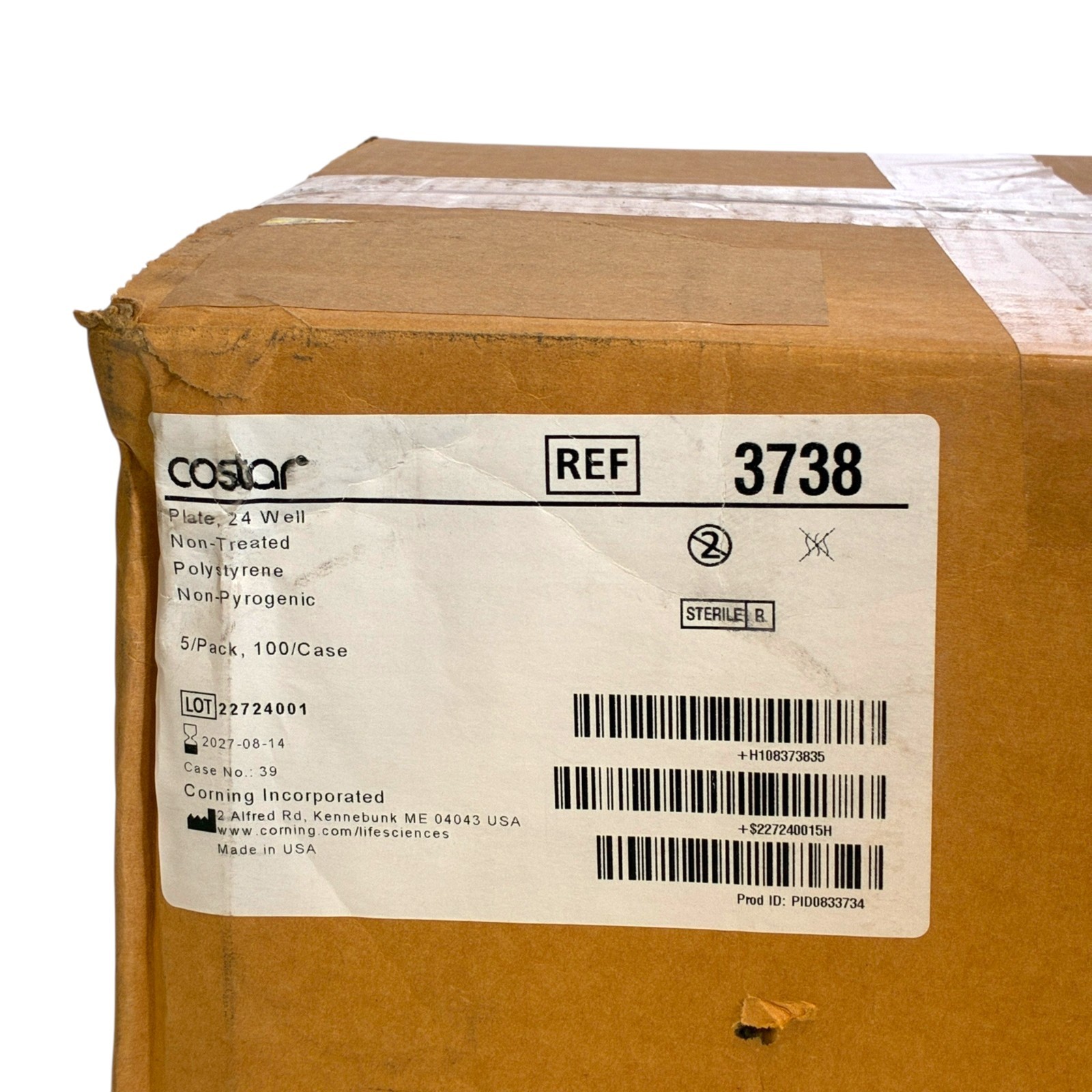 Corning Costar 3738 24-Well Non-Treated Polystyrene Microplate 100/Case Sterile
