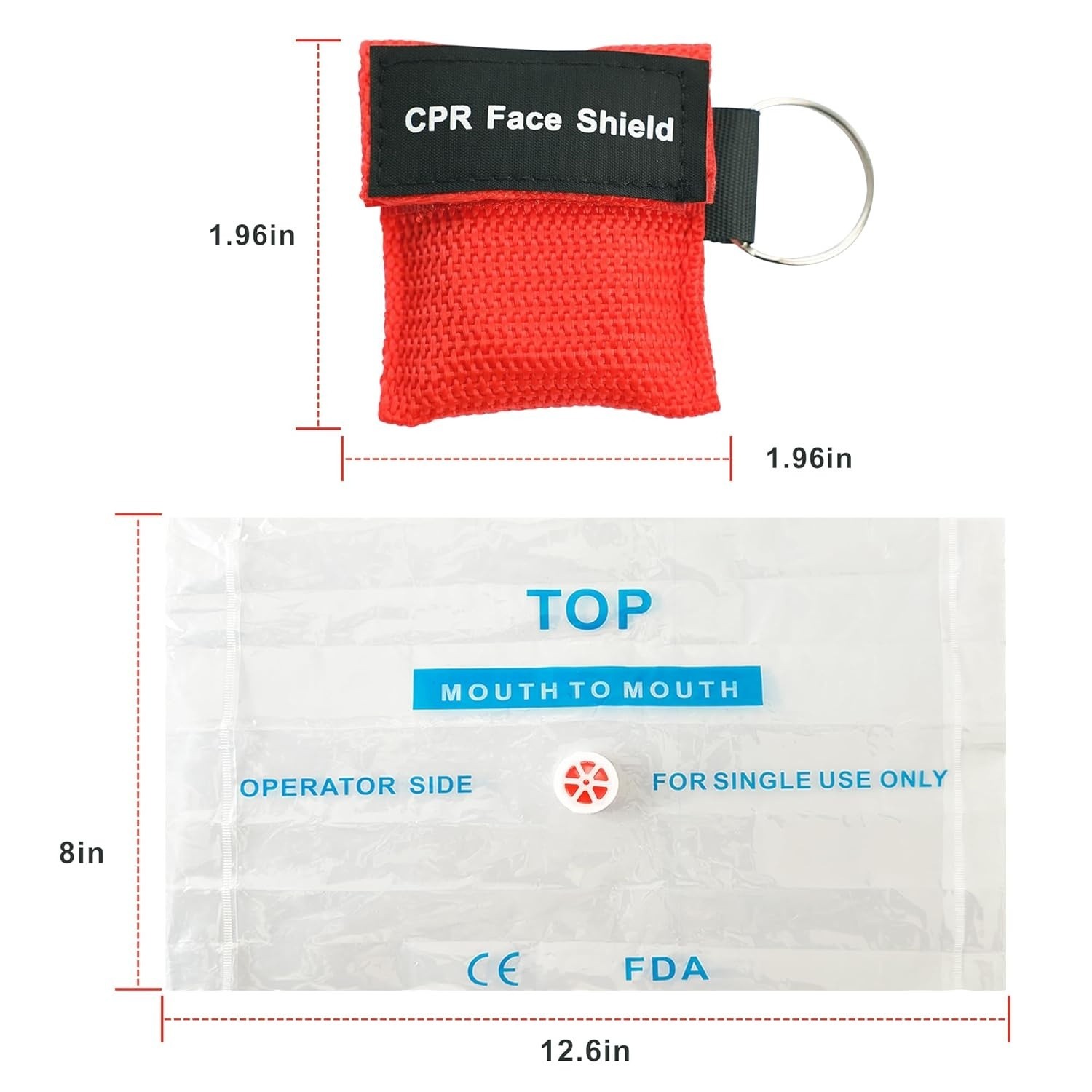 50 Pack CPR Pocket Mask, CPR Face Shield For Keychain One-Way CPR Emergency Face