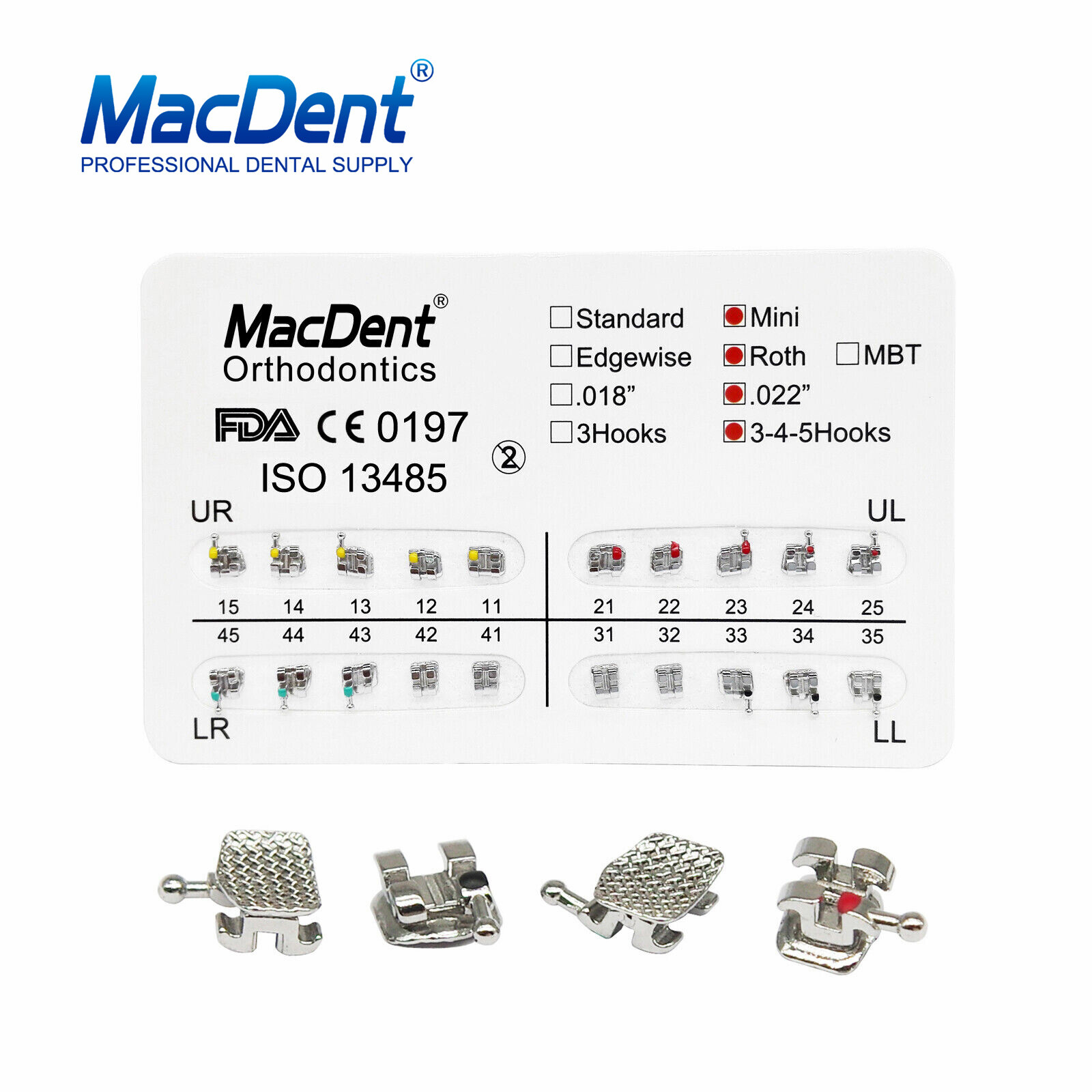 Dental Orthodontic Braces Kit 0.022 Roth Brackets /NiTi Arch Wire /Ligature Ties