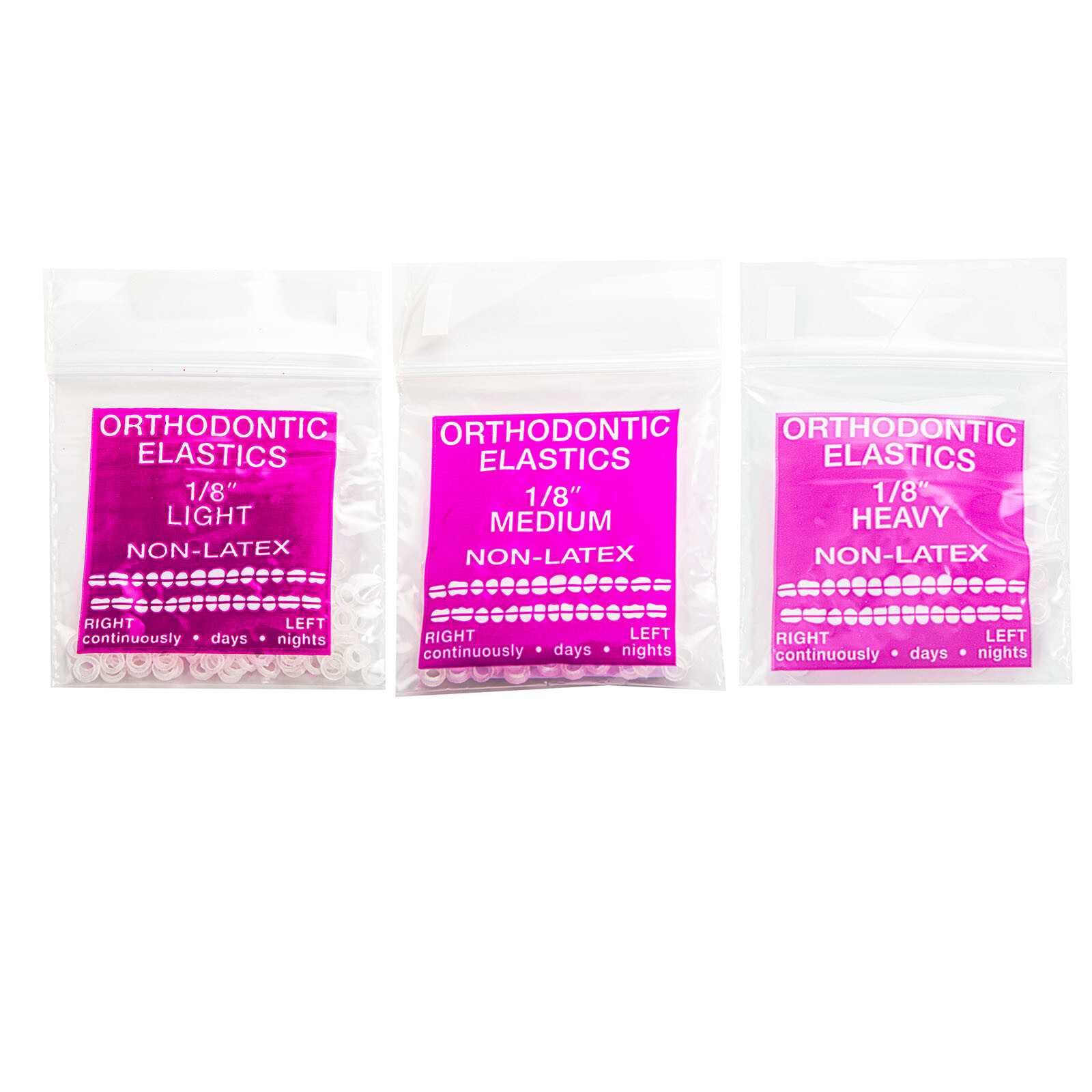Dental Orthodontic Intraoral Elastic Rubber Bands Neon Color Light/Medium/Heavy
