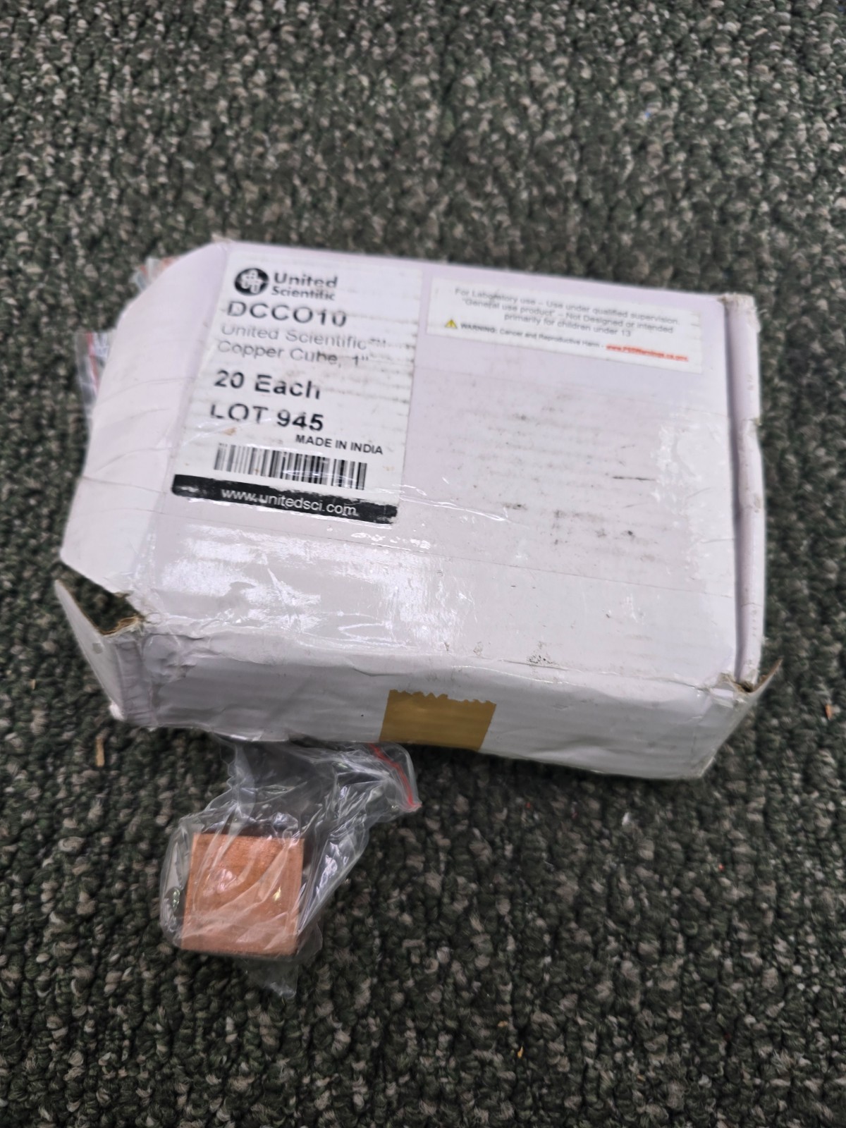(QTY 20)United Scientific DCCO10 1-inch Solid Copper Cubes Smooth Surface Finish