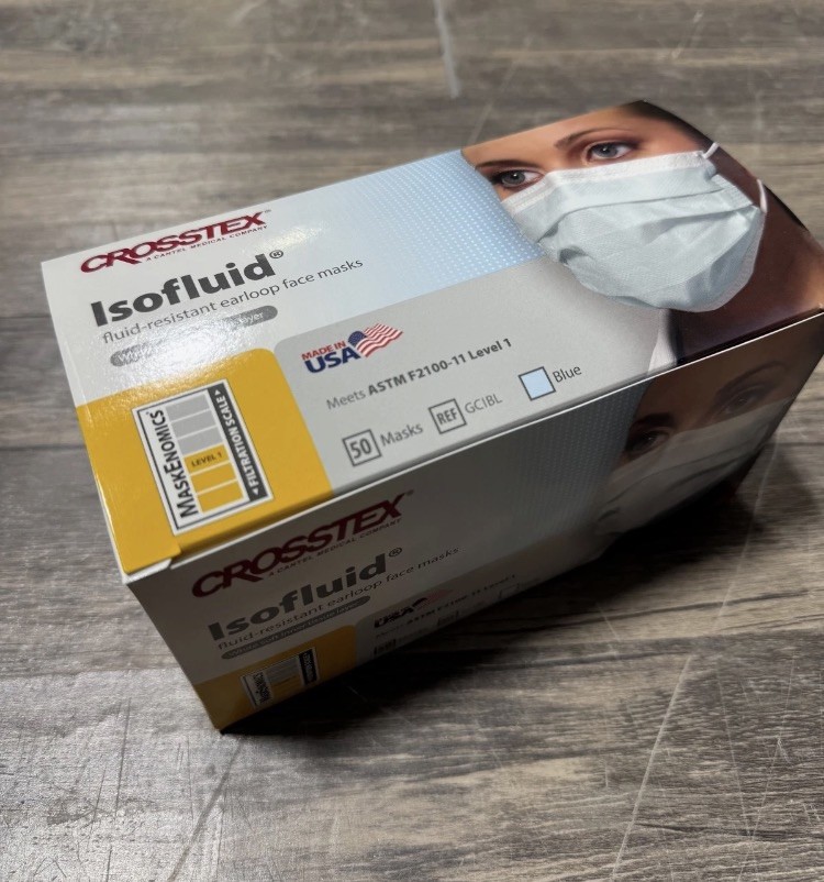 Crosstex ASTM Level 1 3-Ply Earloop Face Masks Case 2000 Ct PPE (4 Cartons) USA