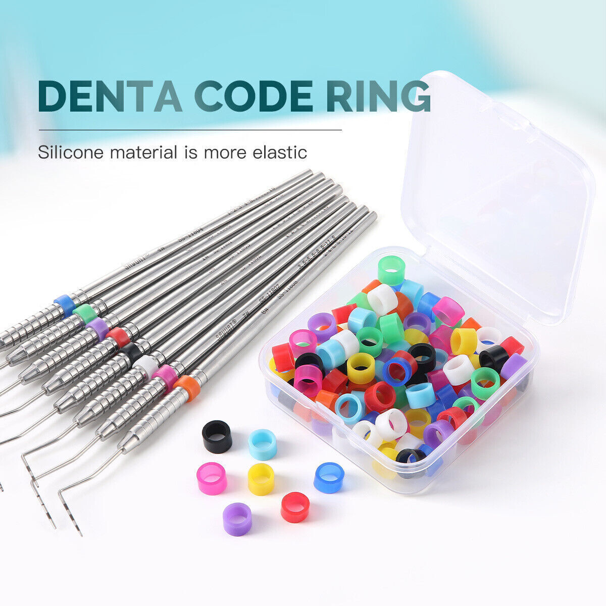 100Pcs Dental Silicone Instrument Color Code Ring Multi-Color Autoclavable Small