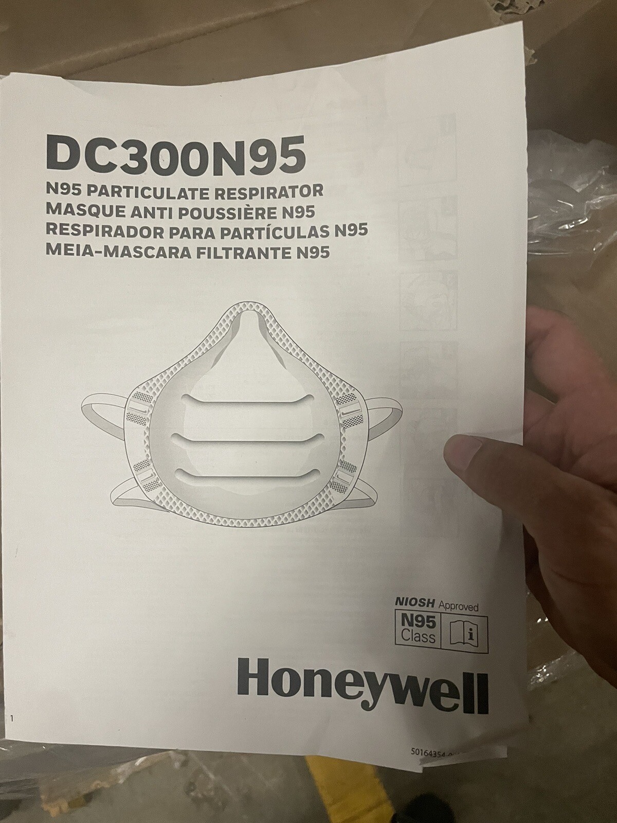 Honeywell DC300N95, N95 NIOSH-Approved, Disposable Respirator Mask, PK 20