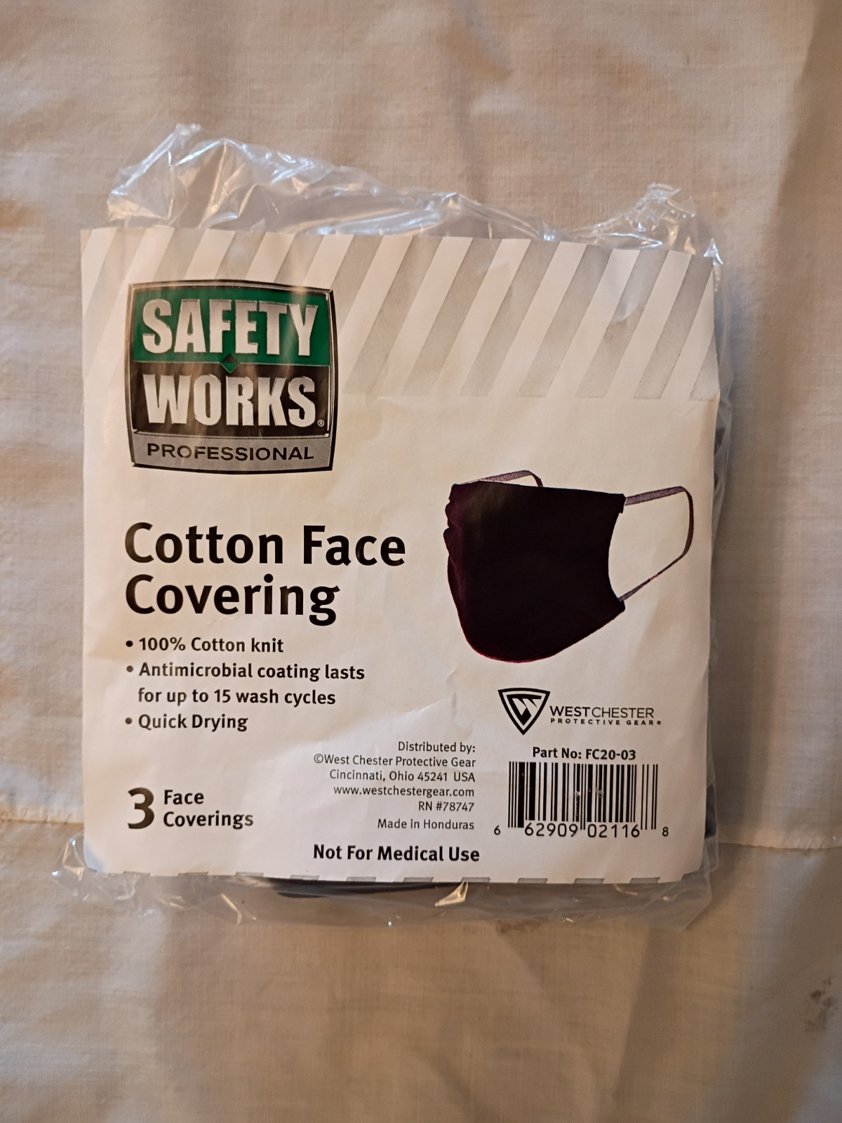 30X Black Unisex Face Mask Anti-Microbial Washable Cover Cloth -Safety Works