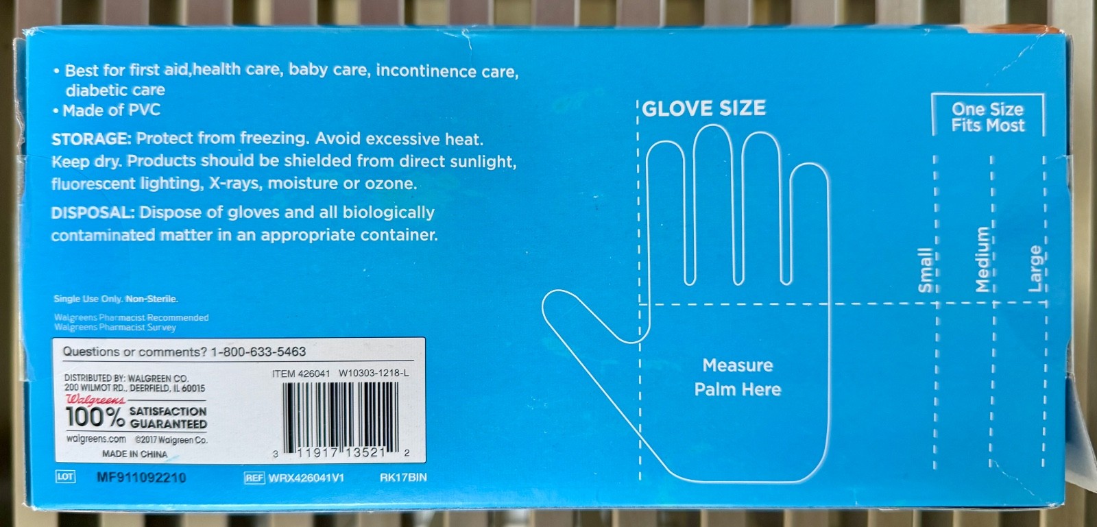 NEW Walgreens Vinyl Exam Gloves Powder Free One Size 120 COUNT