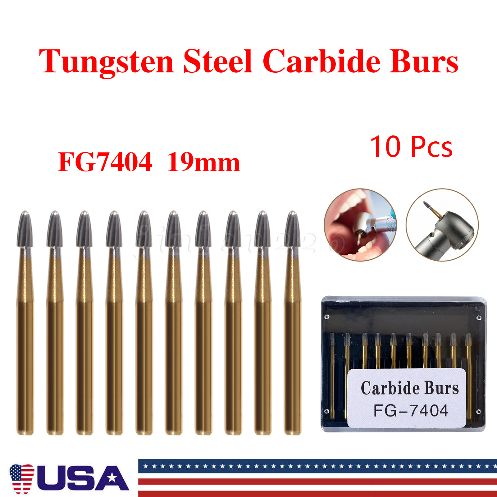 Dental Tungsten Carbide Burs Trimming Finishing Egg Football FG 7404 7406 7408