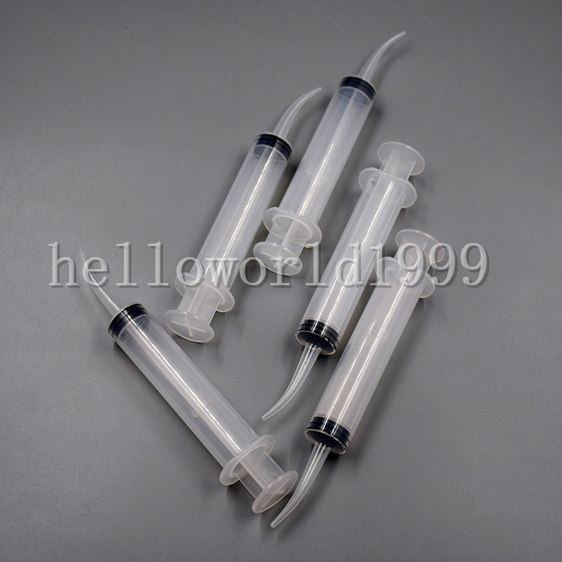 50 Pcs Disposable Dental Irrigation Syringe Curved Tip Utility Hobby Tools 12ML