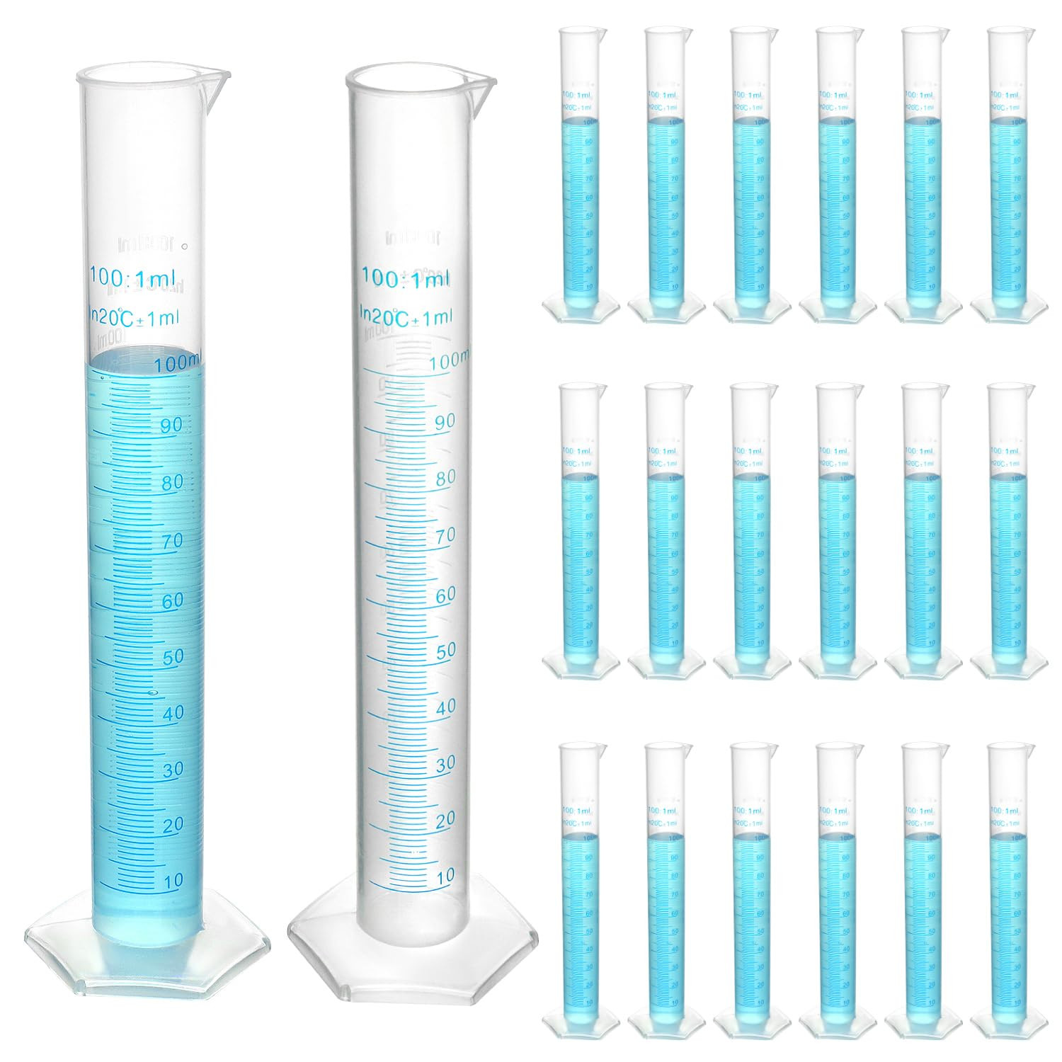 20 Pack 100ml Polypropylene Plastic Beakers Hex Base Dual Scale Projects