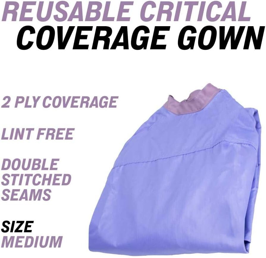 SafeCare® Fabric Reusable Critical Coverage Gown, Medium, w/Ties, Each