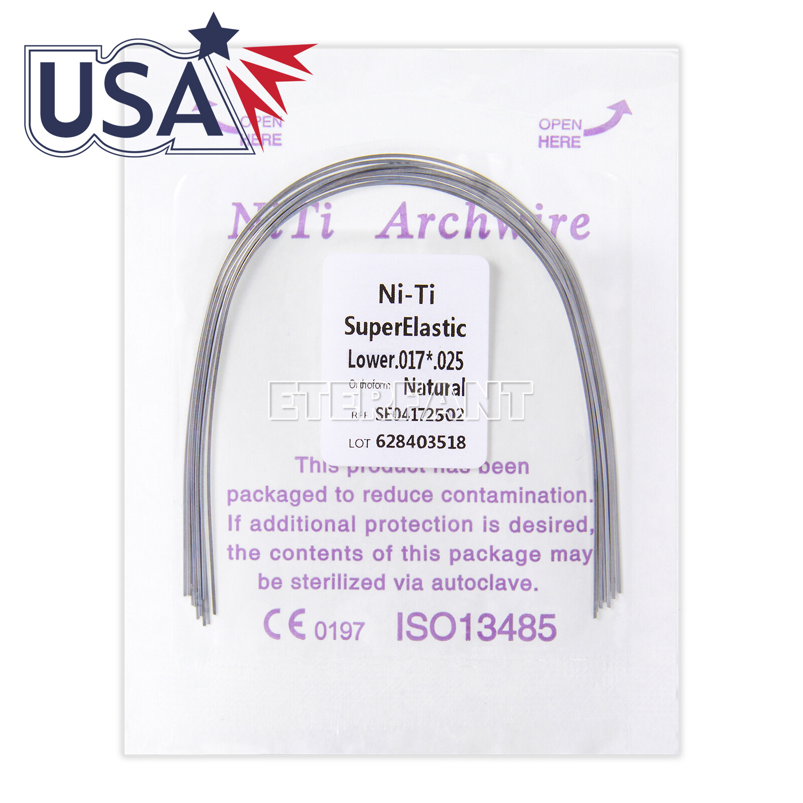 0.99/pack ETERFANT Dental Orthodontic Arch Wire Rectangular NiTi/Stainless Steel