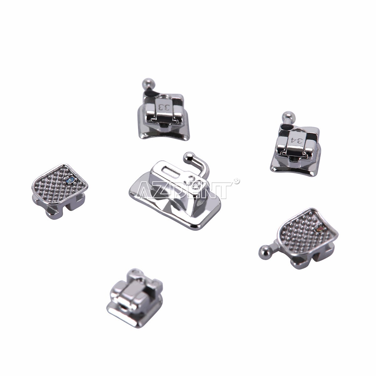 AZDENT Brackets de Ortodoncia Dental Autoligado Pasivo MBT/Roth 022 Ganchos 345