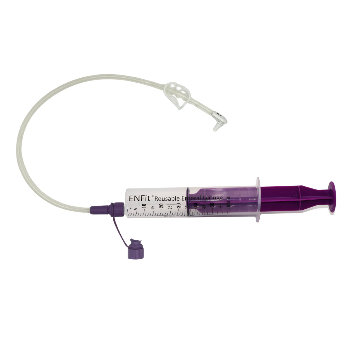 ENFit syringe, 60mL, O-Ring, Reusable Easy Glide Plunger, Pack of 10