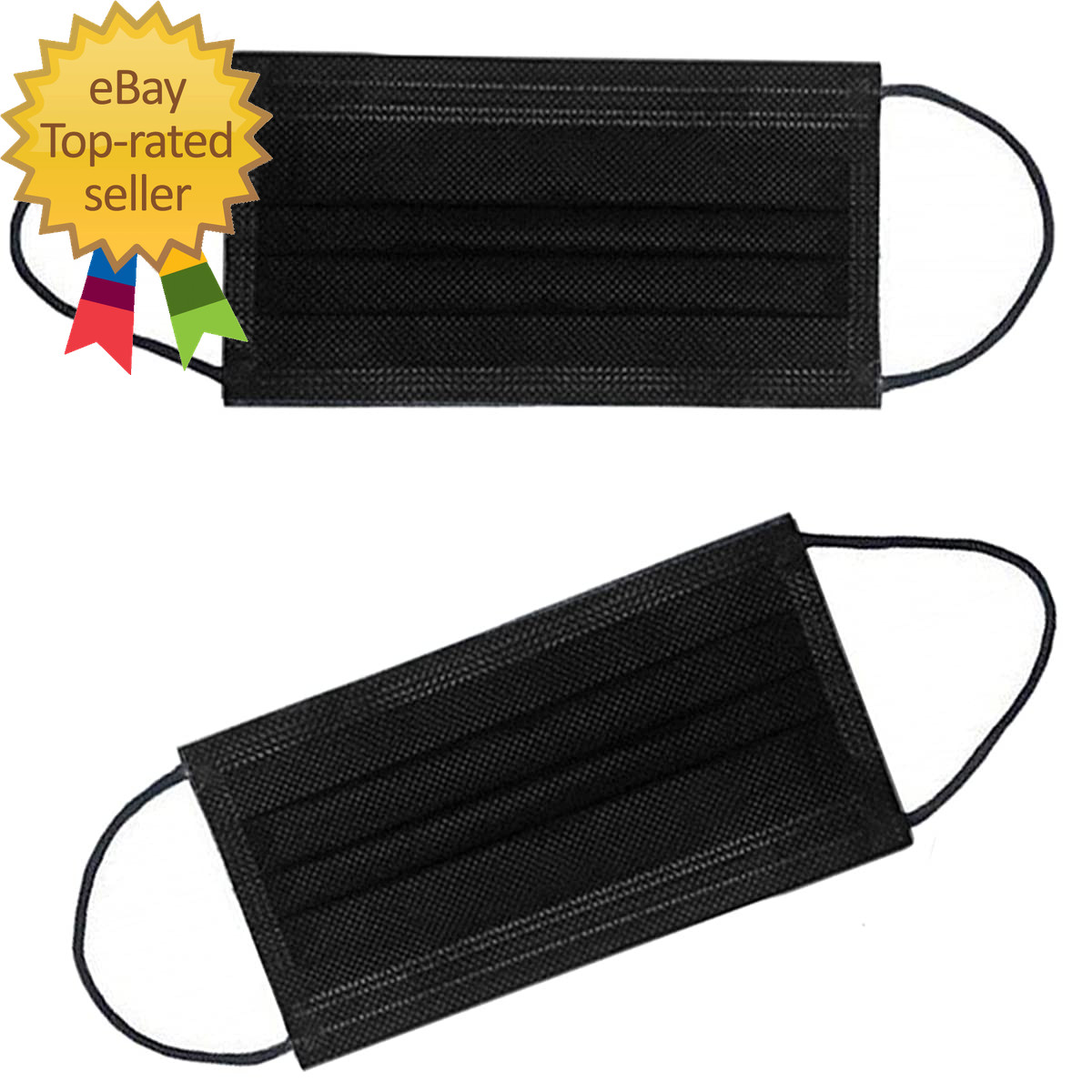100PCS 3 Ply Black Disposable Face Mask Filter Protection Face Masks