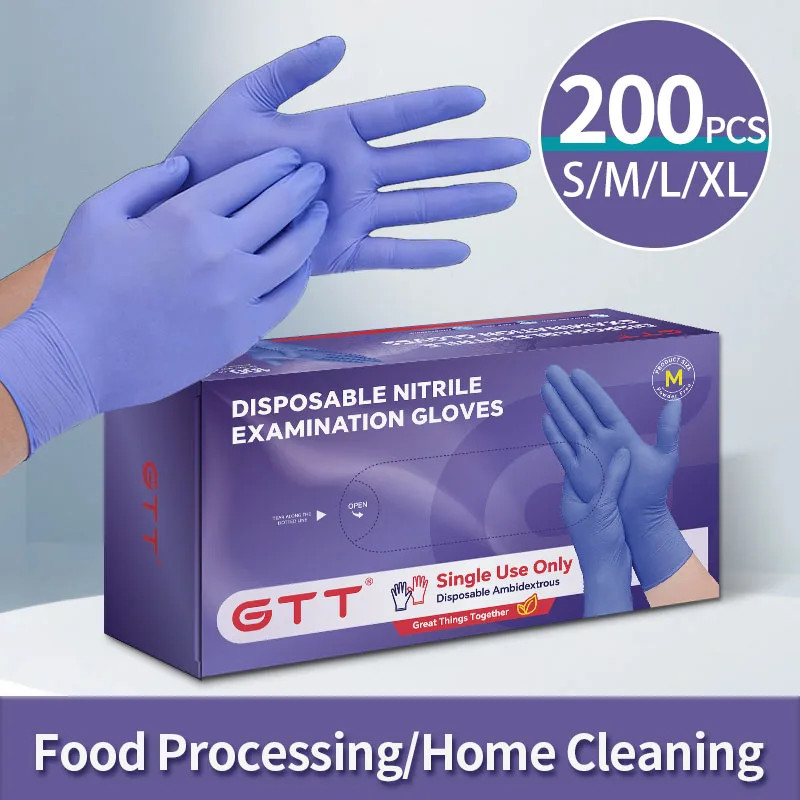 100/200/400/800Pcs Black Nitrile Examine Gloves Disposable 5MIL Medical Latex-Fr