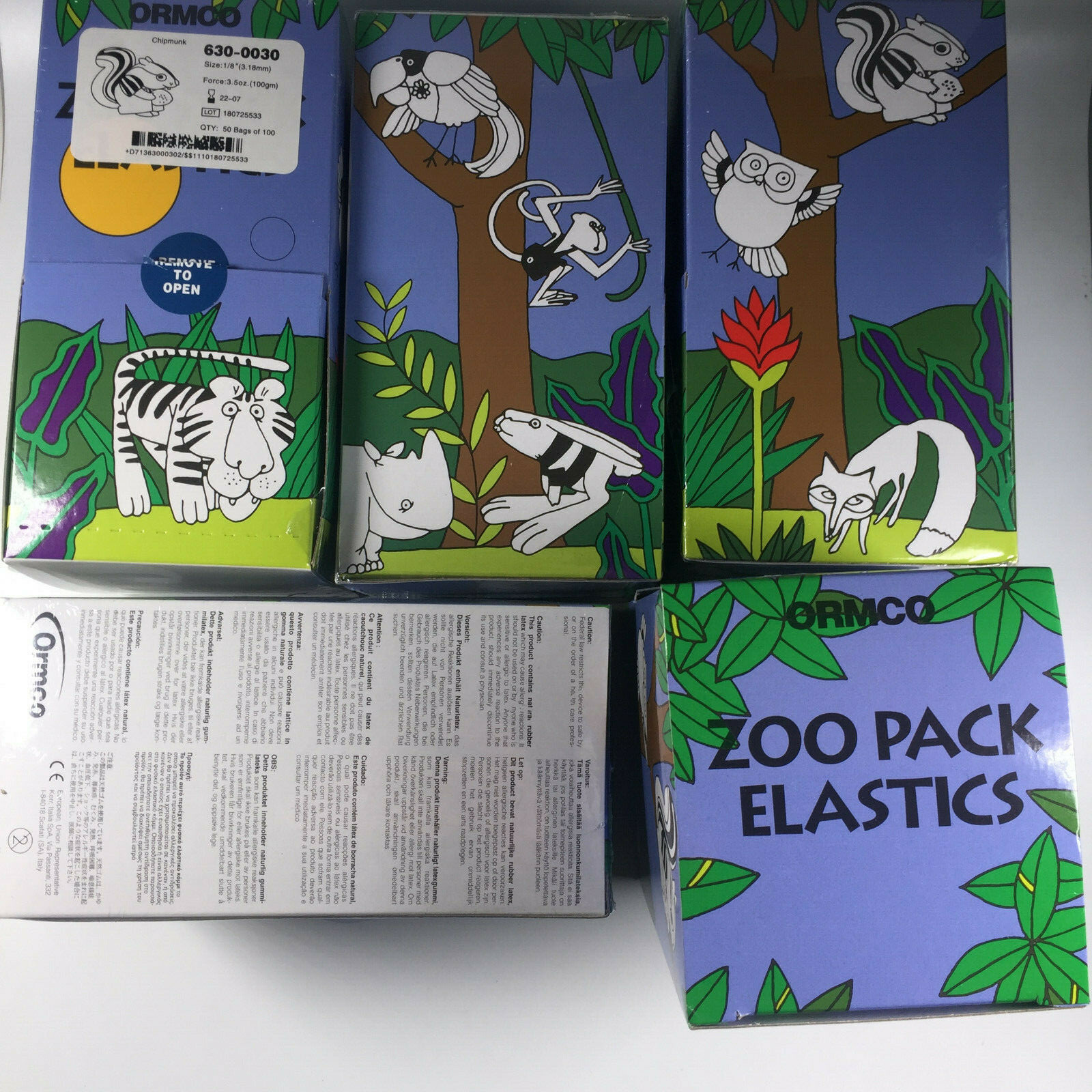 ORMCO Zoo Pack Elastics Dental Clear Yellow 5000/Box 3.5OZ 1/8 3/16 1/4 5/16 3/8